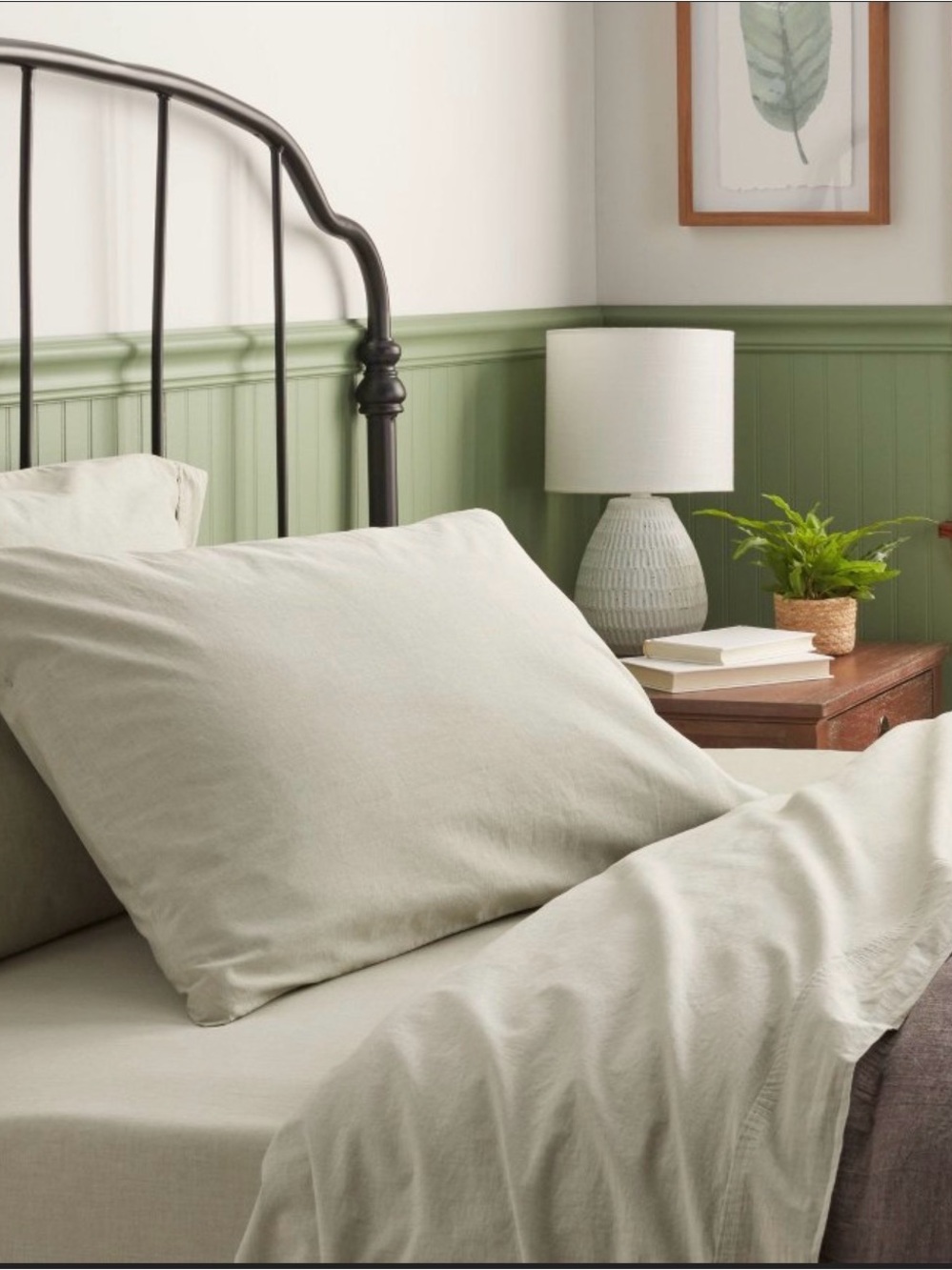 Threshold Full 250 Thread Count Organic Percale Sheet Set Green Chambray